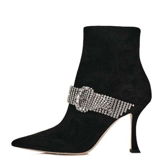 Jimmy Choo Kaza Suede Crystal-Buckle Booties Size 40/ USA 9.5 NWB - Picture 2 of 14